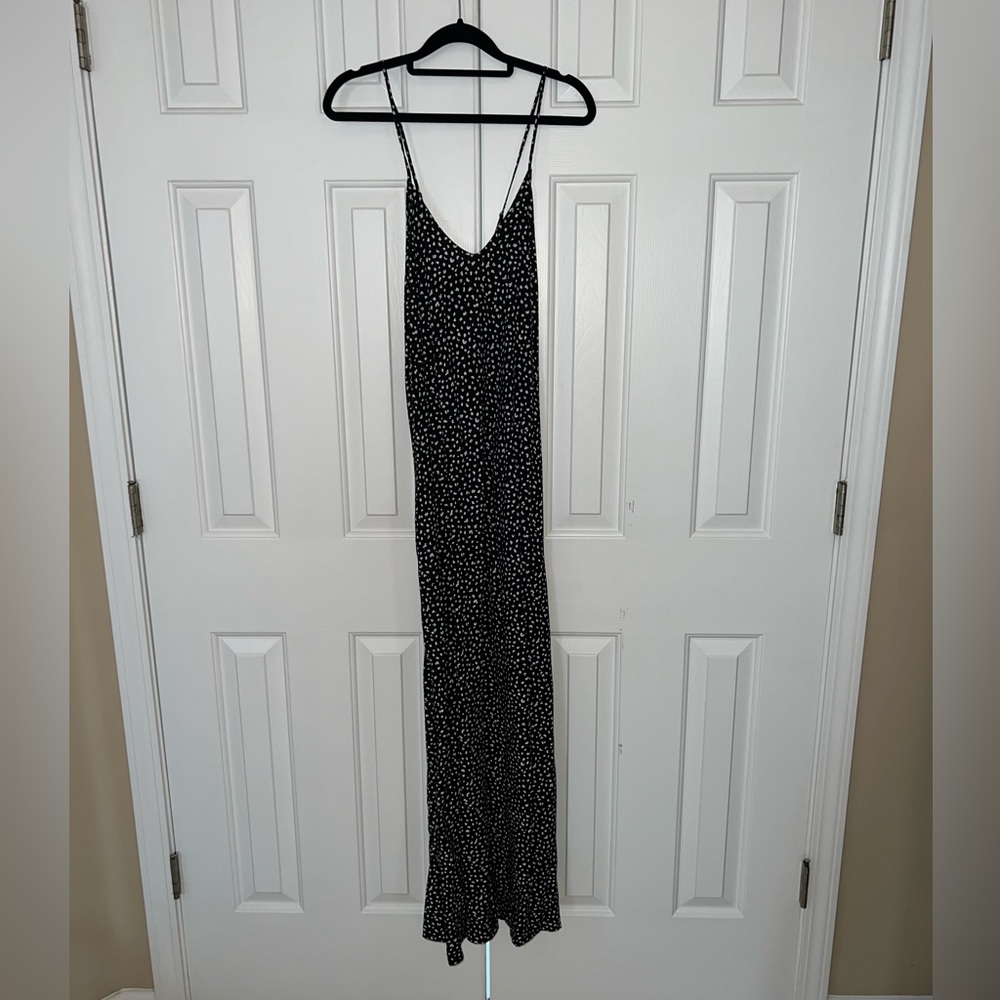 Old Navy Maxi Sundress Black/White Polka Dot w/spaghetti straps NWT